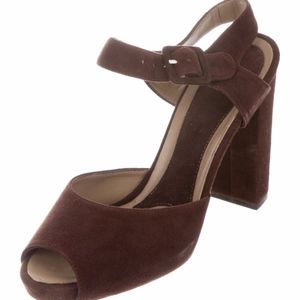 Marni Brown Suede Ankle Strap Heel 37.5IT
